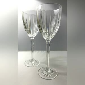 Pair of‎ Gorgeous Tall Crystal Water Goblets or Wine Glasses